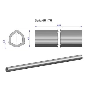 Rura wewnętrzna Seria 6R i 7R do wału 1010 przegubowo-teleskopowego 45x5.5mm 855 mm WARYŃSKI
