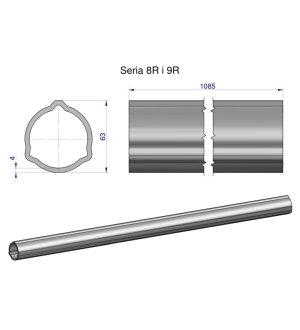 Rura zewnętrzna Seria 8R i 9R do wału 1210 przegubowo-teleskopowego 63x4 mm 1085 mm WARYŃSKI