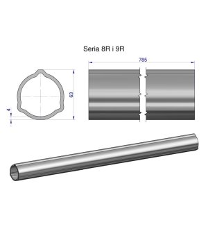Rura zewnętrzna Seria 8R i 9R do wału 910 przegubowo-teleskopowego 63x4 mm 785 mm WARYŃSKI