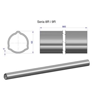 Rura zewnętrzna Seria 8R i 9R do wału 1110 przegubowo-teleskopowego 63x4 mm 985 mm WARYŃSKI