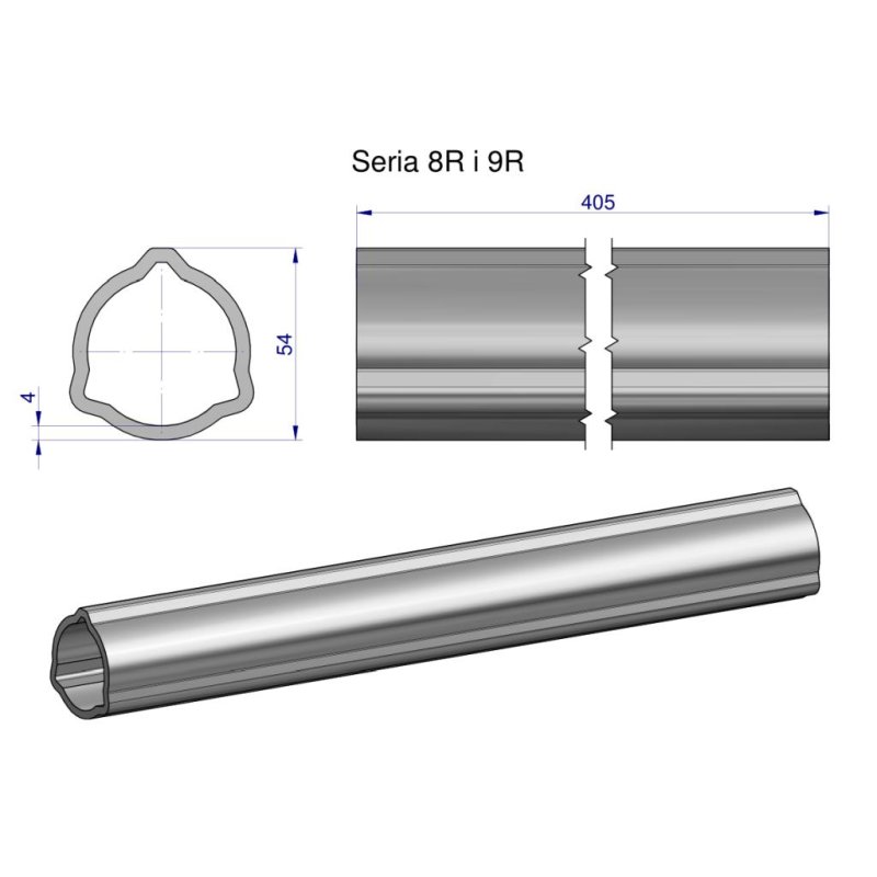 Rura wewnętrzna Seria 8R i 9R do wału 560 przegubowo-teleskopowego 54x5mm 405 mm WARYŃSKI
