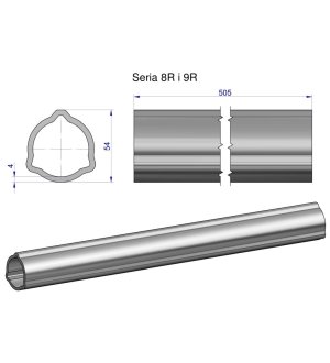Rura wewnętrzna Seria 8R i 9R do wału 660 przegubowo-teleskopowego 54x5mm 505 mm WARYŃSKI