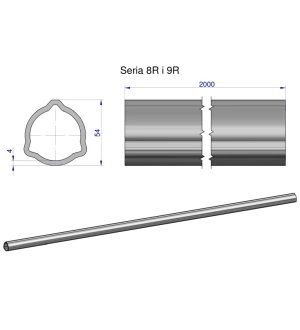 Rura trójkątna wewnętrzna Seria 8R i 9R wału przegubowo-teleskopowego 54x5 mm - 2m WARYŃSKI (sprzedawane po 2)