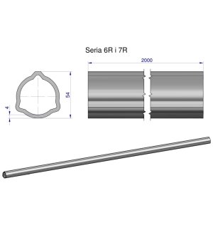 Rura trójkątna zewnętrzna Seria 6R i 7R do wału przegubowo-teleskopowego 54x4mm 2m WARYŃSKI (sprzedawane po 2)