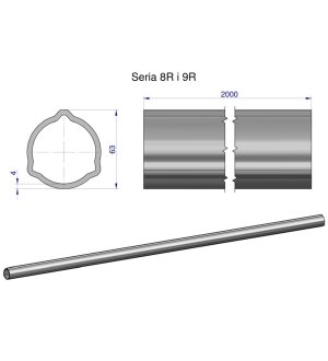 Rura trójkątna zewnętrzna Seria 8R i 9R do wału przegubowo-teleskopowego 63x4mm 2m WARYŃSKI (sprzedawane po 2)