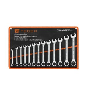 Zestaw kluczy płasko-oczkowych z grzechotką, 8-24 mm, 13 szt, Teger