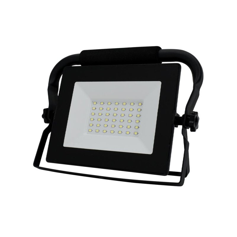 Naświetlacz, Lampa LED SMD 230V 30W 6500K 2550LM IP65 CZARNY PRZENOŚNY PRZEWÓD 1.5M