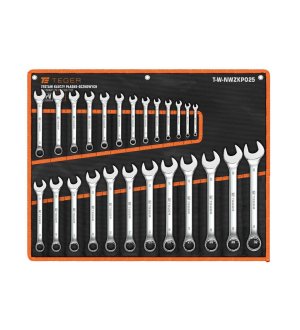 Zestaw kluczy płasko-oczkowych, 7-32 mm, 25 szt, Teger