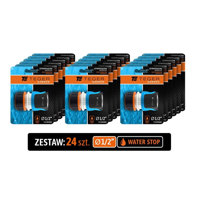 Szybkozłączka, 1/2"  - z waterstop, (sprzedawane po 24), Teger
