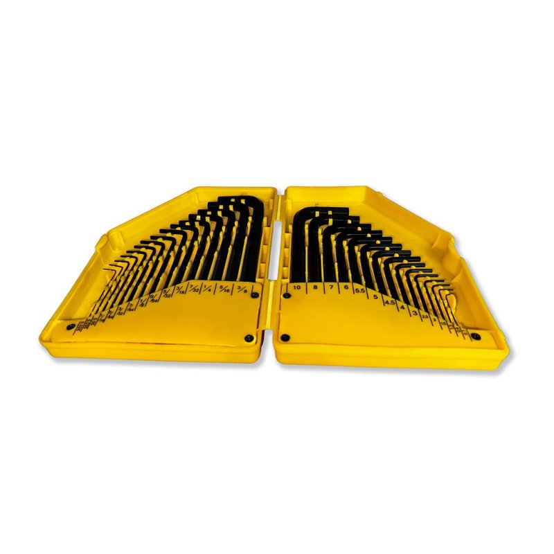 Klucze hex długie ze stali CrV w zestawie metryczne 0,7 do 10mm i calowe 0,028 do 3/8" 30 szt Waryński