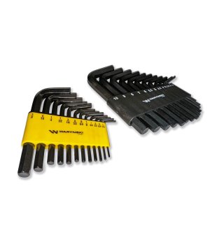 Klucze hex krótkie ze stali CrV w zestawie metryczne 1,5 do 10mm  i calowe 1/16 do 3/8" 25 szt Waryński