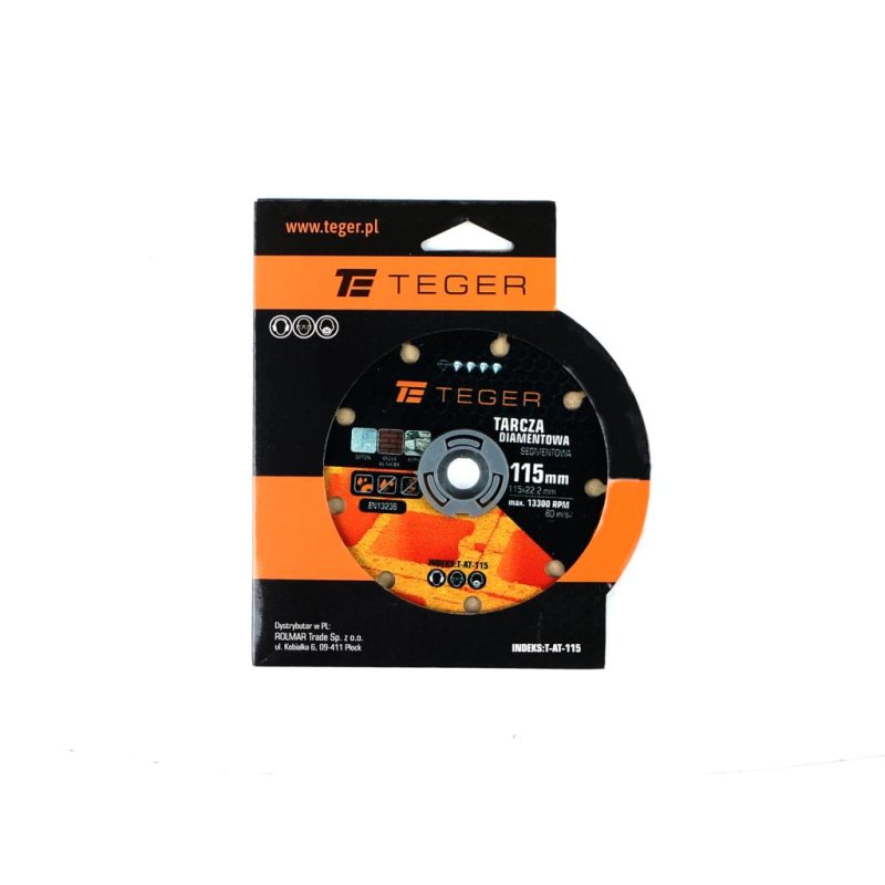 Tarcza diamentowa segmentowa 115x22.23 mm do cięcia betonu TEGER