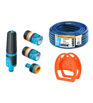 Zestaw ogrodowy 1/2"  (wąż 20m. zestaw natryskowy. wieszak na wąż) / TEGER