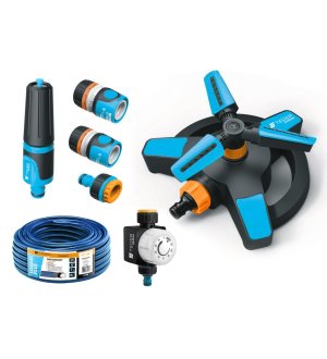 Zestaw ogrodowy 1/2"  (wąż 20m. zestaw natryskowy. zegar. zraszacz) / TEGER