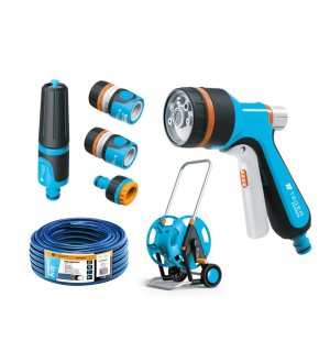 Zestaw ogrodowy 1/2"  (wąż 20m. zestaw natryskowy. pistolet. wózek na wąż) / TEGER