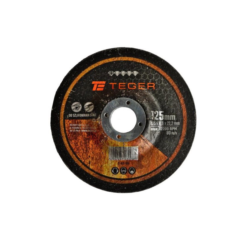 Tarcza korundowa do szlifowania 125x 8.0 mm sprzedawane po 5 szt. TEGER