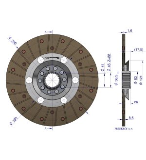 Tarcza sprzęgła CASE fi 280 Waryński