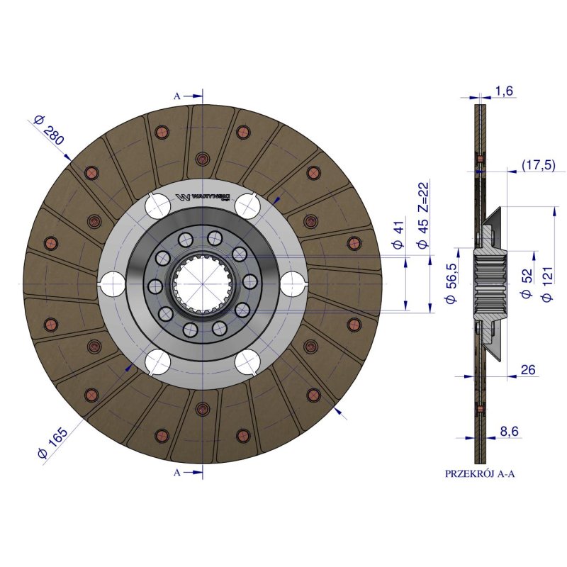 Tarcza sprzęgła CASE fi 280 Waryński