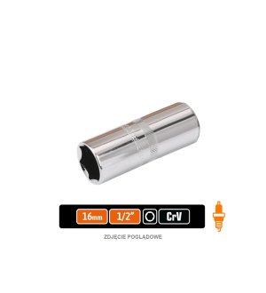 Klucz nasadowy 1/2" sześciokątny 16 mm - do świec, CR-V, Teger