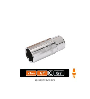 Klucz nasadowy 1/2" sześciokątny 21 mm - do świec, CR-V, Teger