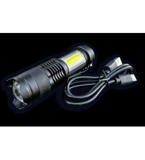 Latarka kompaktowa LED COB aluminiowa obudowa 200 lm z funkcją oświetlenia warsztatowego 500mAh USB Teger