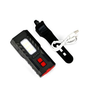 Lampa rowerowa latarka  LED przednia zdwojona z powerbankiem 4000 mAh i funkcją RED ładowana USB Teger