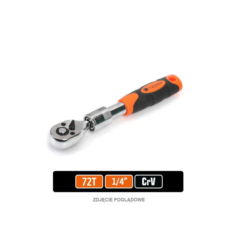 Grzechotka teleskopowa 1/4" 72T, CR-V, Teger