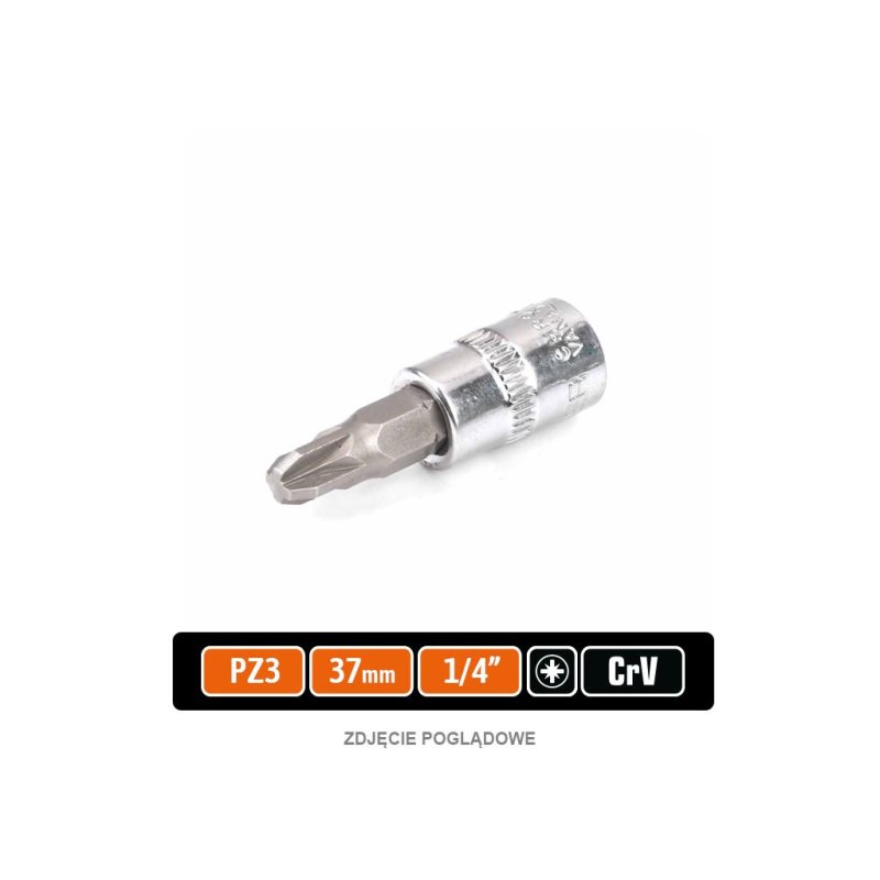 Klucz nasadowy 1/4" z bitem PZ 3x37 mm, S2/CR-V, Teger