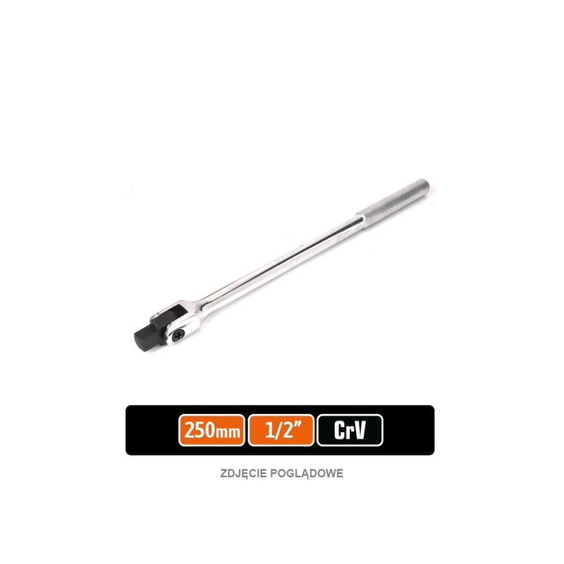 Pokrętło do nasadek obrotowe - uchylne 1/2" 250 mm, CR-V, TEGER