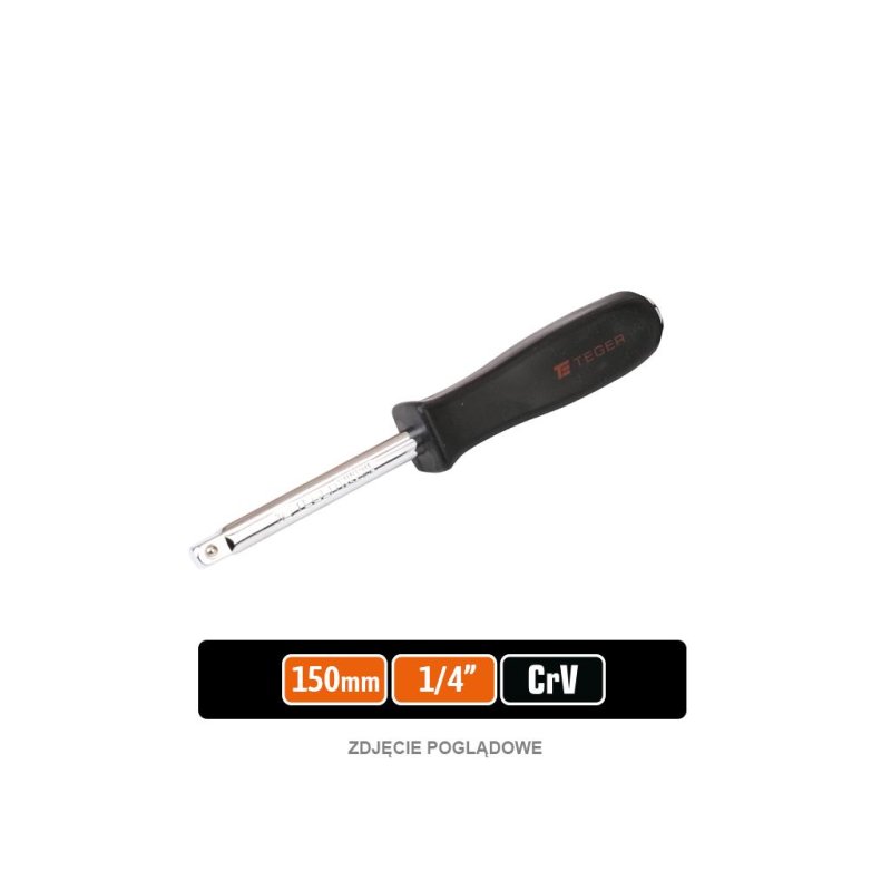 Pokrętło do nasadek z uchwytem wkrętakowym 1/4", 150 mm, CR-V, Teger