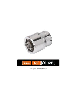 Klucz nasadowy 1/4" sześciokątny 5.5 mm, CR-V, Teger