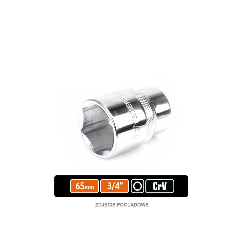 Klucz nasadowy 3/4" sześciokątny 65 mm, CR-V, Teger