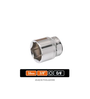 Klucz nasadowy 3/8" sześciokątny 16 mm, CR-V, Teger