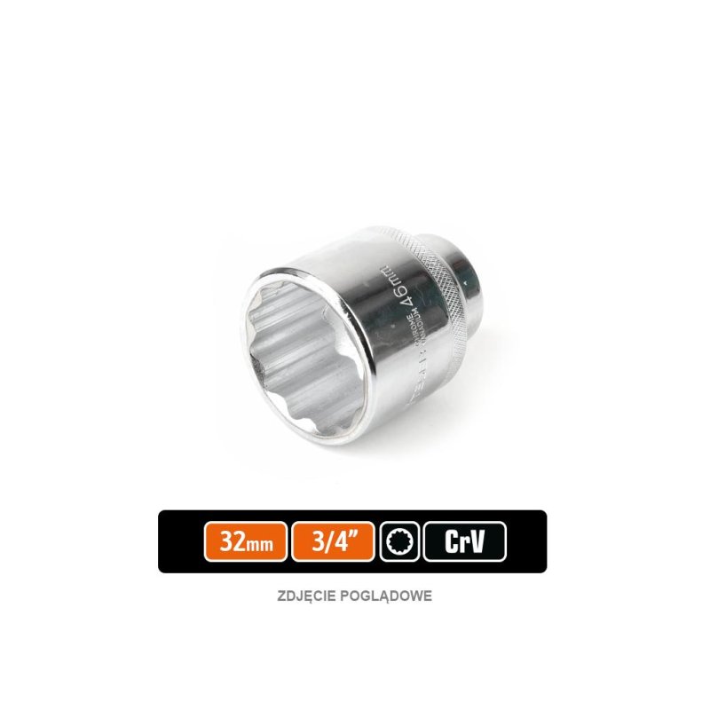 Klucz nasadowy 3/4" dwunastokątny 32 mm, CR-V, Teger