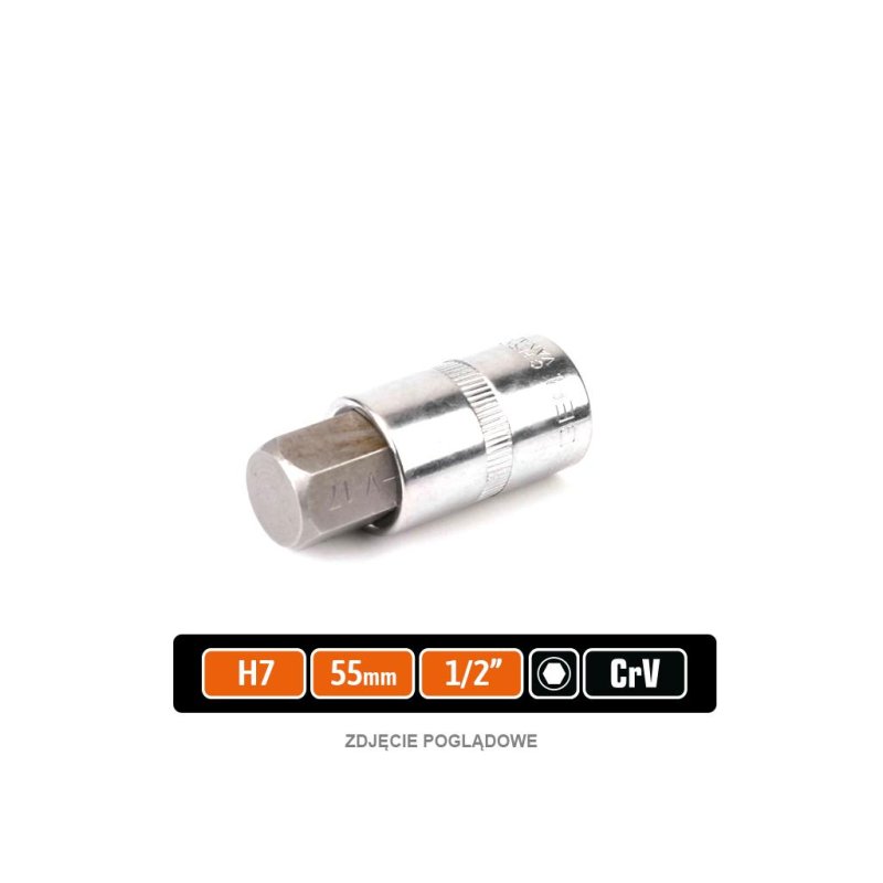 Klucz nasadowy 1/2" z bitem HEX H7x55 mm, S2/CR-V, Teger