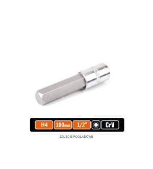 Klucz nasadowy 1/2" z bitem HEX H4x100 mm, S2/CR-V, Teger