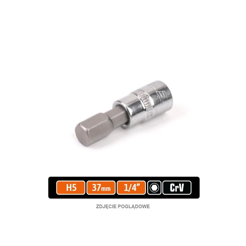 Klucz nasadowy 1/4" z bitem HEX H5x37 mm, S2/CR-V, Teger