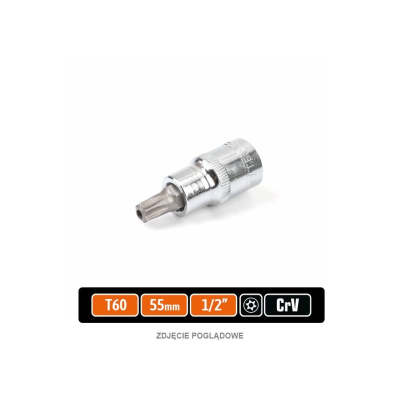 Klucz nasadowy 1/2" z bitem TORX T60x55 mm - z otworem, S2/CR-V, Teger