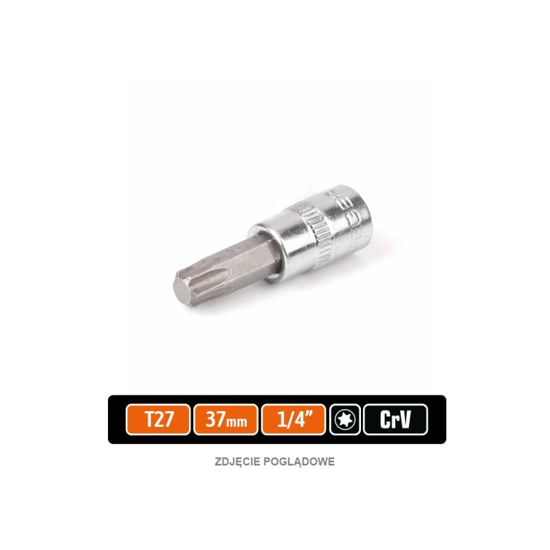 Klucz nasadowy 1/4" z bitem TORX T27x37 mm, S2/CR-V, Teger