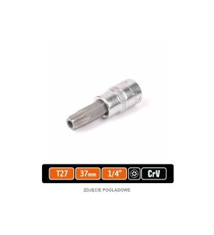 Klucz nasadowy 1/4" z bitem TORX T27x37 mm - z otworem, S2/CR-V, Teger