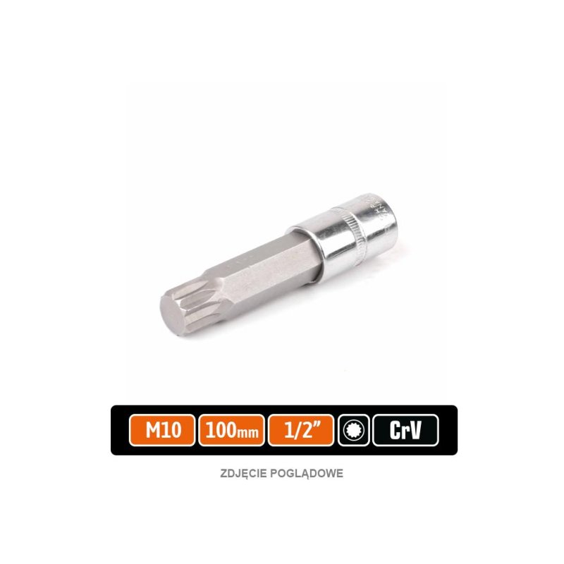 Klucz nasadowy 1/2" z bitem SPLINE M10x100 mm, S2/CR-V, Teger