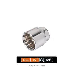 Klucz nasadowy 1/2" SPLINE 17 mm, CR-V, Teger