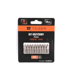 Bit krzyżowy PZ 1x25 mm, (10 szt), S2, Teger