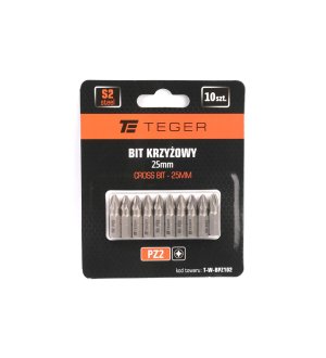 Bit krzyżowy PZ 2x25 mm, (10 szt), S2, Teger