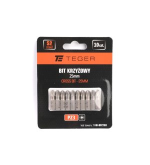 Bit krzyżowy PZ 3x25 mm, (10 szt), S2, Teger