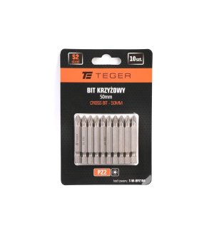 Bit krzyżowy PZ 2x50 mm, (10 szt), S2, Teger
