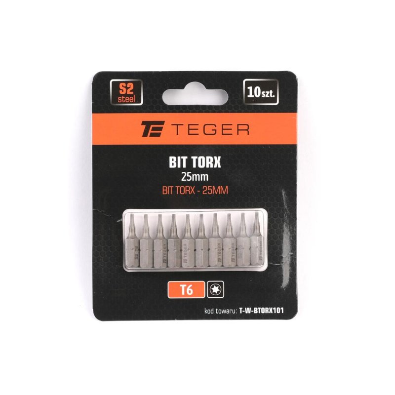 Bit TORX T6x25 mm, (10 szt), S2, Teger