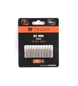 Bit TORX T7x25 mm, (10 szt), S2, Teger