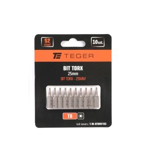 Bit TORX T8x25 mm, (10 szt), S2, Teger