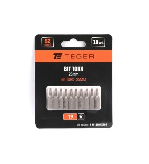 Bit TORX T9x25 mm, (10 szt), S2, Teger
